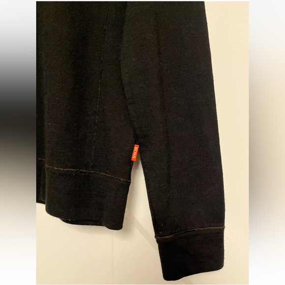 Boss Hugo Boss M Medium Sweater Pullover Black Wool Blend Long Sleeve Crew Neck - Picture 4 of 14